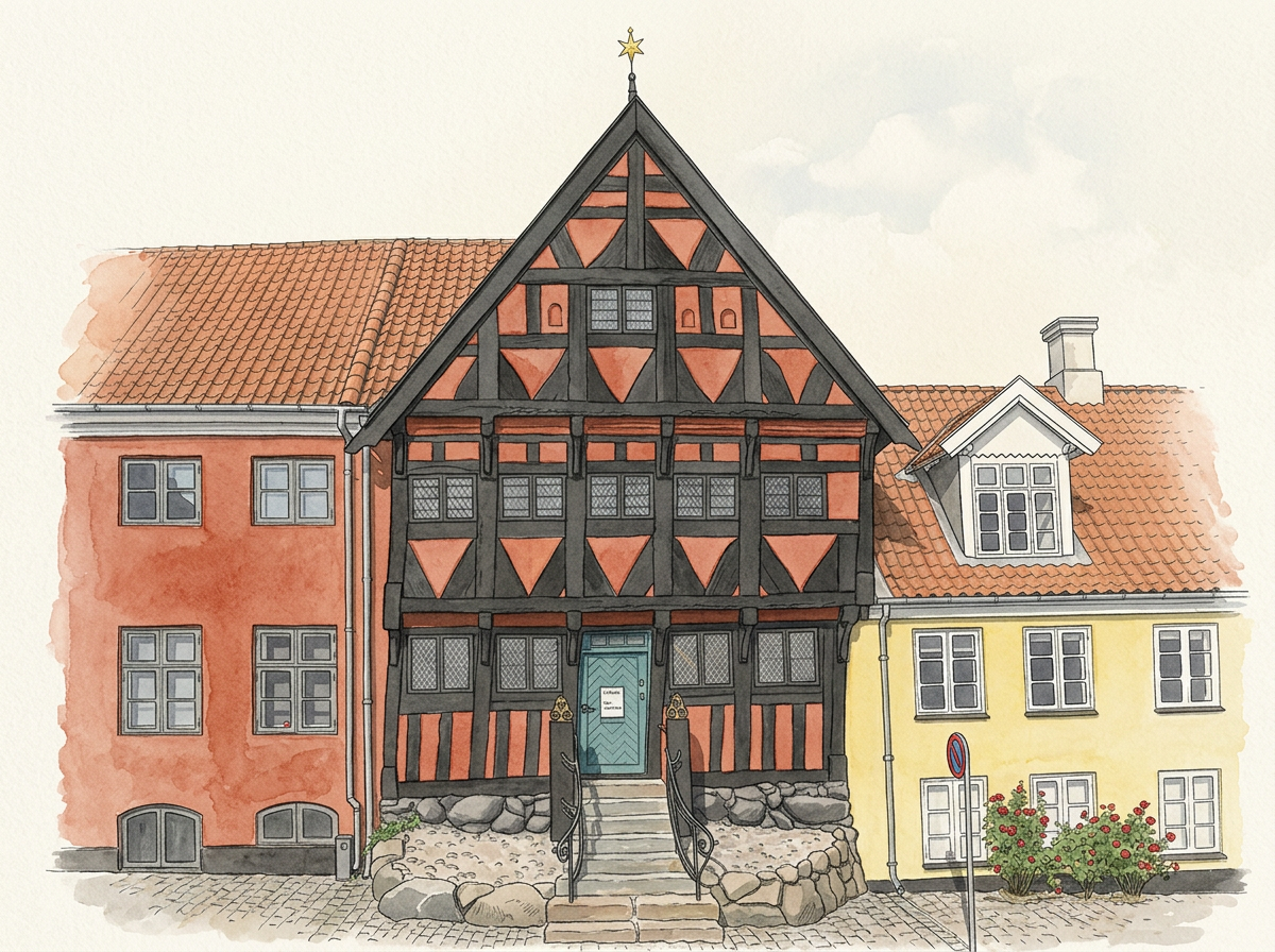 Illustration af Henner Friisers Hus i Middelfart